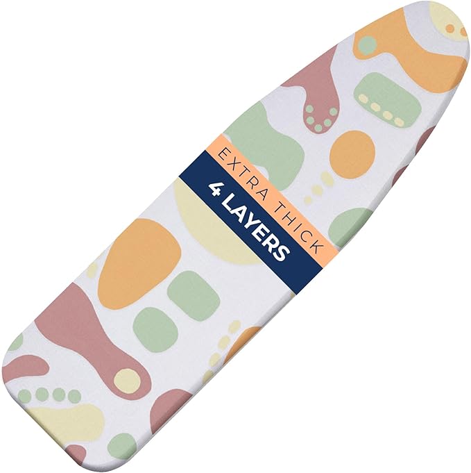 Ironing Board Cover and Pad Extra Thick Heavy Duty Padded 4 Layers Non Stick Scorch and Stain Resistant 15x54 and 3 Fasteners Elastic Edge with Bonus Protective Scorch Mesh Cloth-Ruum Studio Home