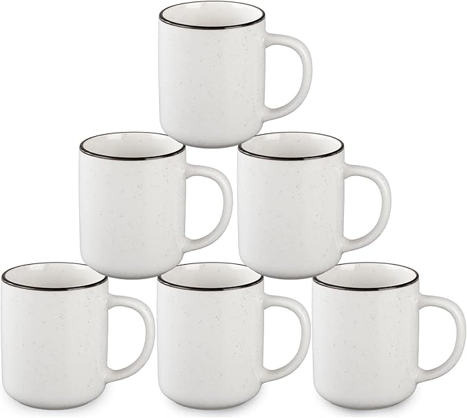 Ceramic Coffee Mug 12 oz Porcelain Coffee Mugs Set of 6 - Ceramic Coffee Cups with Handle and Speckled Patterns for Latte, Tea, Cocoa, Milk, Cappuccino, Microwave & Dishwasher Safe-Ruum Studio Home