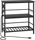 IBUYKE Kitchen Island with Storage, Bakers Rack with Power Outlet,Microwave Stand with Large Worktop,Rolling Bar Cart for Home, Outdoor, Kitchen,Black TMJ029B-Ruum Studio Home