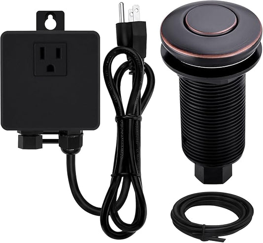 Garbage Disposal SinkTop Air Switch Kit with Long Button,Brass Made Cover,Oil Rubbed Bronze-Ruum Studio Home