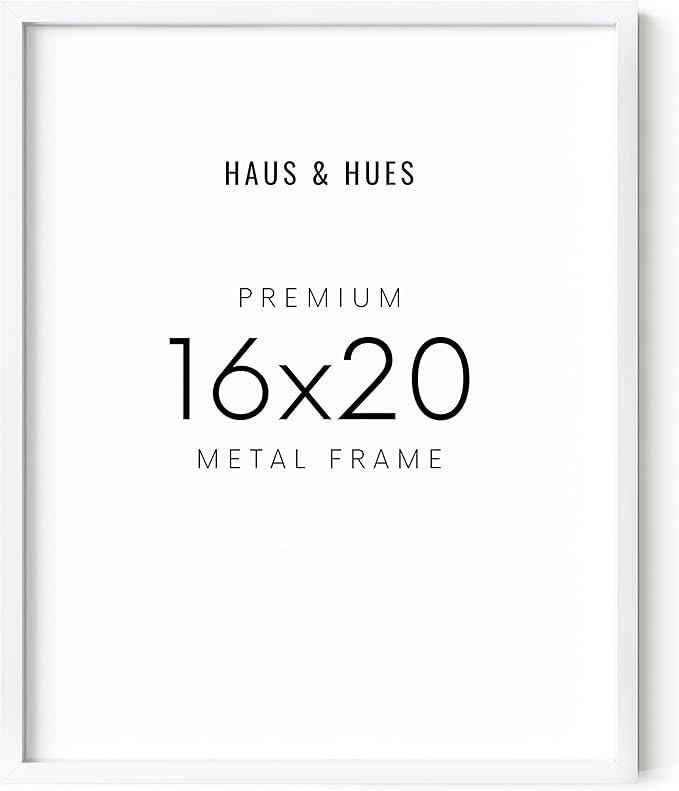 HAUS AND HUES White 16x20 Picture Frame - Modern Aluminum Wall Art Display - Minimalist, Lightweight 16x20 White Frame for Art Prints, Photos, Posters - Ready-to-Hang Vertically & Horizontally-Ruum Studio Home