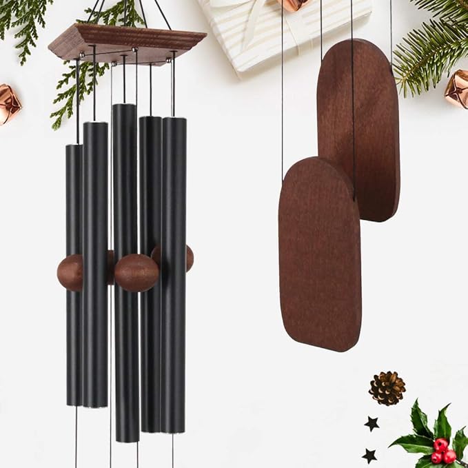 Astarin Wind Chimes Outdoor Deep Tone, Memorial Wind Chimes Outdoor, Gifts for Housewarming/ Mother Day/ Christmas, Outdoor Decor for Patio, Garden, Yard, Home (36 Inch Black Wind Chime)-Ruum Studio Home