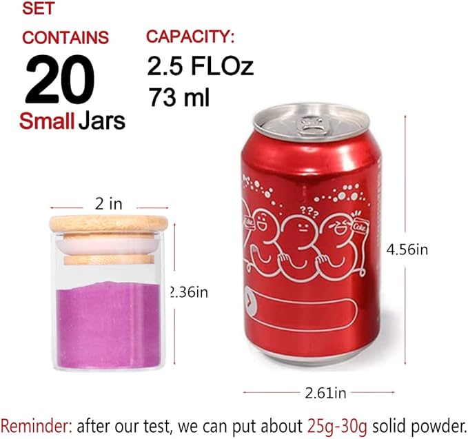 Spice Jar Set,2.5oz 20 Piece Glass Jar with Bamboo Airtight Lids and Labels, Mini Clear Food Storage Containers for pantry, kitchen canisters for Tea, Herbs, Sugar, Salt, Coffee-Ruum Studio Home