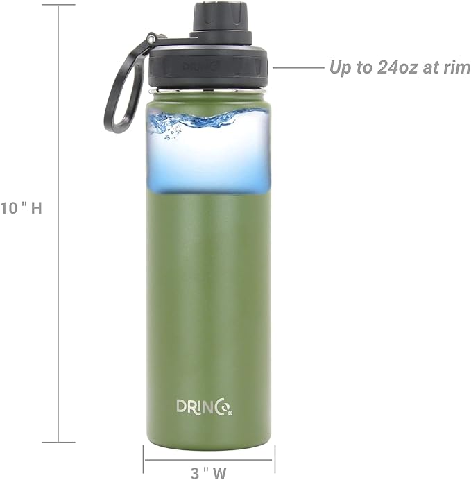 Drinco Stainless Steel Water Bottle Spout Lid Vacuum Insulated Double Wall Water Bottle Wide Mouth (40oz 32oz 22oz 18oz 14oz) Leak Proof Keeps Cold or Hot (22 oz, 22oz Forest)-Ruum Studio Home