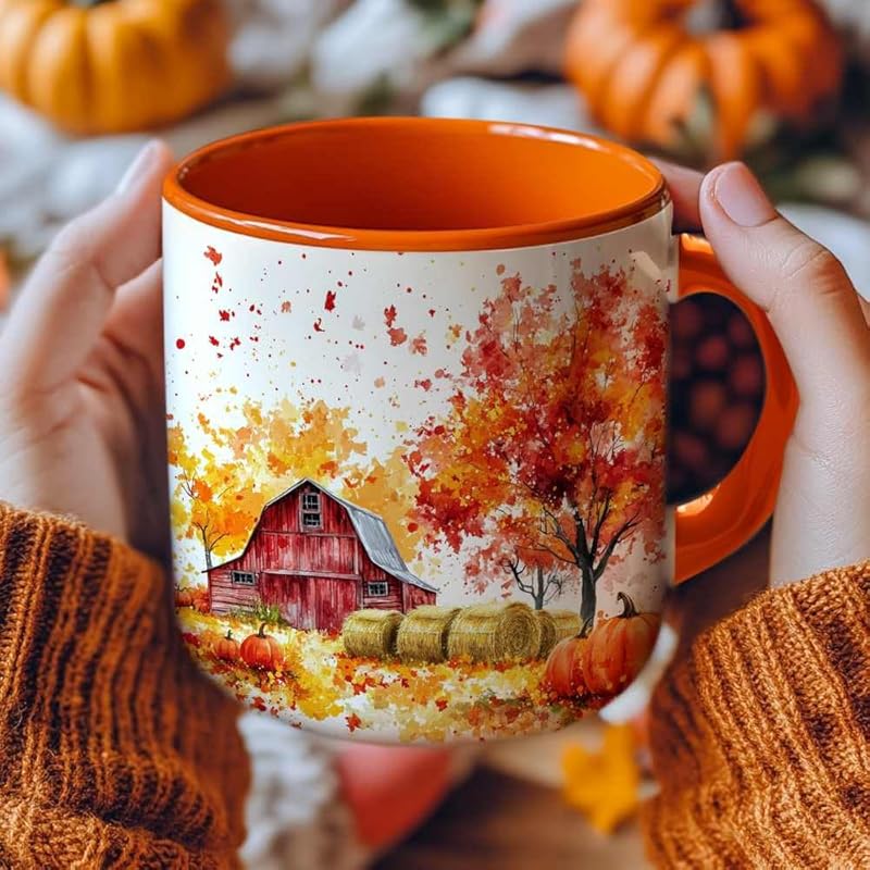 Fall Farm Coffee Mug - Farm Lover Mugs Gifts for Women Men - Autumn Decor Gifts For Home Farmhouse Thanksgiving - 11oz Printed Ceramic Mug-Ruum Studio Home