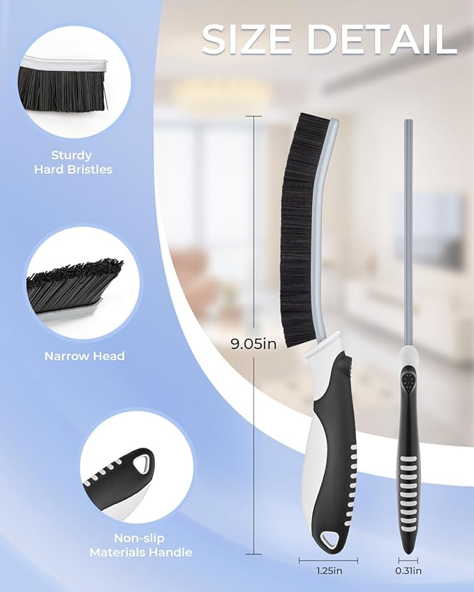 Crevice Cleaning Brushes, Scrub Brush for Hard to Reach Small Space, Home Essentials, Cleaning Supplies, Cleaning Tools for Household Use, Bathroom, Shower, Kitchen, Toilet, Window (3, Green)-Ruum Studio Home