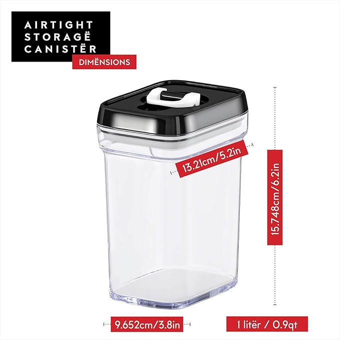 DWËLLZA KITCHEN Airtight Food Storage Containers with Lids – 6 Piece Set Air Tight Kitchen Storage Containers for Pantry Organization and Storage - Clear Plastic BPA-Free - Keeps Food Fresh & Dry-Ruum Studio Home