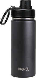 DRINCO Stainless Steel Water Bottle Spout Lid Vacuum Insulated Double Wall Water Bottle Wide Mouth (40oz 32oz 22oz 18oz 14oz) Leak Proof Keeps Cold or Hot (18 oz, 18oz Black)-Ruum Studio Home