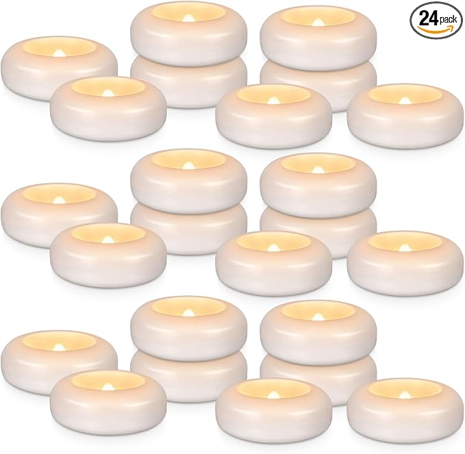 24 Pack 3”Floating Candles Water-Activated Flameless LED Candle, 120 Hour White Battery Operate Waterproof Tealights for Cylinder Vases, Centerpieces at Wedding, Party, Pool,Romantic.-Ruum Studio Home