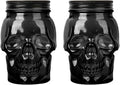 Set of 2 Skull Mason Jar Glasses with Lids | 42oz Reusable Halloween Drinking Glasses | Unique Skull Décor, Storage, & Canning Jars for Parties & Gifts-Ruum Studio Home