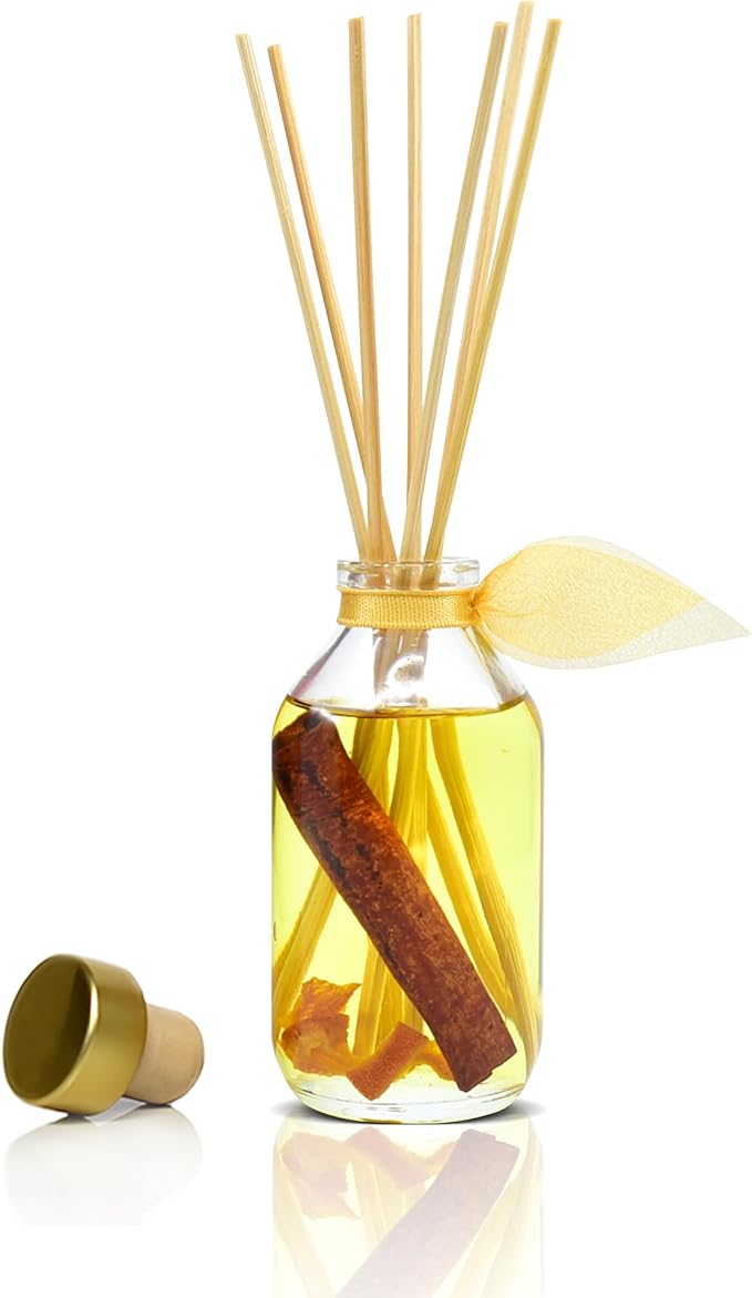 LOVSPA Reed Diffuser Set, Spiced Pomander Scented Oil Diffuser with Sticks, Home Fragrance Accessories for Bathroom Shelf Decor, Aroma Diffusers for Home or Office Desk, USA Made-Ruum Studio Home
