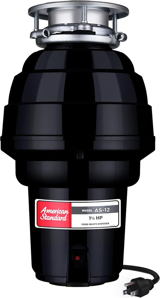 American Standard 10-US-AS-12 Garbage Disposal Anti-Jam Stainless Steel Food Waste Grinding System, Heavy Duty, 1.25 HP, Black-Ruum Studio Home