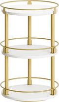 3-Tier Lazy Susan, Rotating Spice Rack, Spinning Organizer, Industrial Turntable Spice Rack for Cabinet, Kitchen Countertop, Pantry, White and Gold SR23DW-Ruum Studio Home