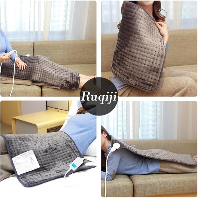 Ruqiji 17''x33'' XXXL King Size Heating Pad with 10 Temperature Settings, Pain Relief for Back/Neck/Shoulders/Menstrual Pain/Leg Cramp Christmas Gifts for Women Men Mom Dad (Dark Grey)-Ruum Studio Home