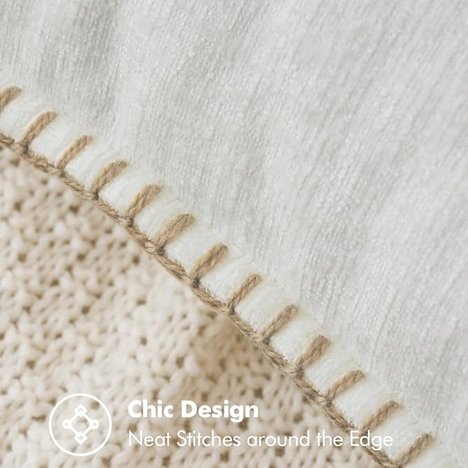 MIULEE Pack of 2 Christmas Pillow Covers 18x18 Inch Pure White Farmhouse Decorative Throw Pillow Covers with Stitched Edge Soft Chenille Solid Dyed Couch Pillow Covers for Sofa Bed Living Room-Ruum Studio Home