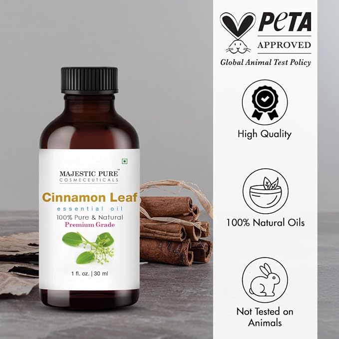Majestic Pure Cinnamon Essential Oil with Glass Dropper - 1 Fl Oz - 100% Pure and Natural Cinnamon Oil - Premium Grade Essential Oils for Diffuser, Aromatherapy, Soap and Candle Making-Ruum Studio Home