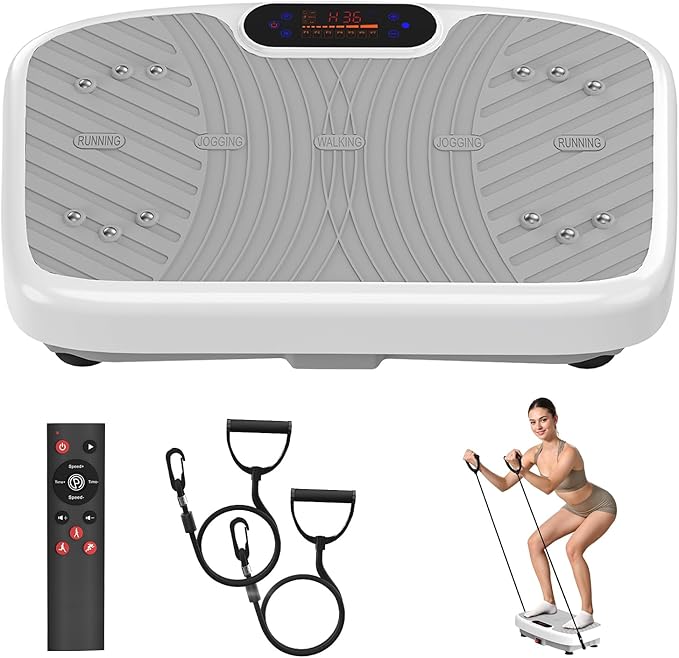 Vibration Plate Exercise Machine, Vibration Plate Platform for Lymphatic Drainage, 200 Adjustable Speeds Power Shaping Vibrating Plate Helps Weight Loss, Shaping, Max Weight 450 Lbs-Ruum Studio Home