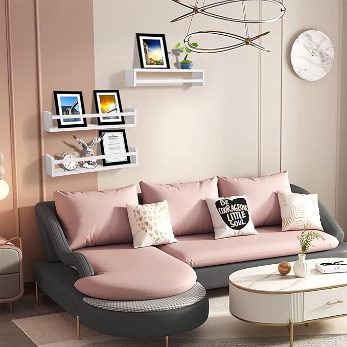 AZSKY Nursery Bookshelves White, 24 Inch Floating Bookshelves for Wall Set of 3, Baby Kids Decor, Solid Wood Wall Mounted Shelves for Books, Toys and Decor Storage-Ruum Studio Home