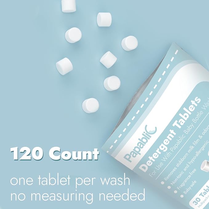 Papablic 120Pcs Official Detergent Soap Tablets for Baby Brezza,GROWNSY,Momcozy Bottle Washer Pro, Effective Cleaning with Safe Highly Concentrated Formula-Ruum Studio Home