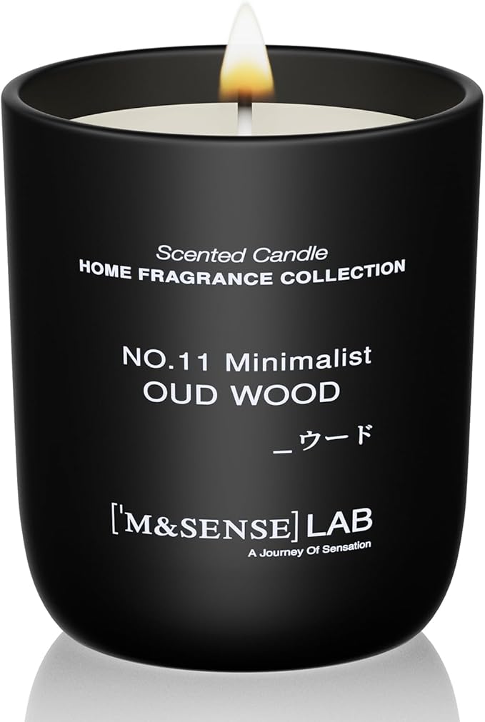 M&SENSE Natural Soy Candle| Oud Wood | 5.3 oz | Minimalist Scented Candle for Relaxation, Gifting, Home Décor | for Bedroom, Office, Party Small-Ruum Studio Home