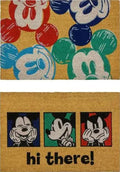 Gertmenian Disney Mouse Doormat Rug Front Door Coir Mat Welcome Home Indoor Outdoor Entryway Carpet, 2-Pack 20x34, Retro Mickey Faces/Hi There-Ruum Studio Home