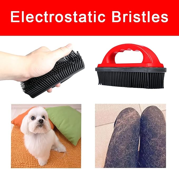 Rubber Pet Hair Removal Brush Lint & Hair Removal Cat Dog Hair Remover Brush Pet Hair Removal Tool Silicone Lint and Debris Remover for Cleaning, Grooming, Lint and Fur Removal, Home,Red-Ruum Studio Home