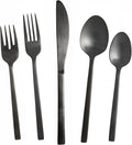 Fortessa Arezzo 18/10 Stainless Steel Flatware, 5 Piece Place Setting, Service for 1, Brushed Black - 5PPS-1656B-05-Ruum Studio Home