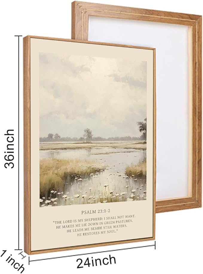 HPINUB Christian Bible Verse Framed Canvas Wall Art Set,Modern Scripture Floral Wall Decor,Vintage Jesus Religious Natural Wildflower Art Print for Living Room,Bedroom,Farmhouse,Prayer Room-24"x36"x3-Ruum Studio Home