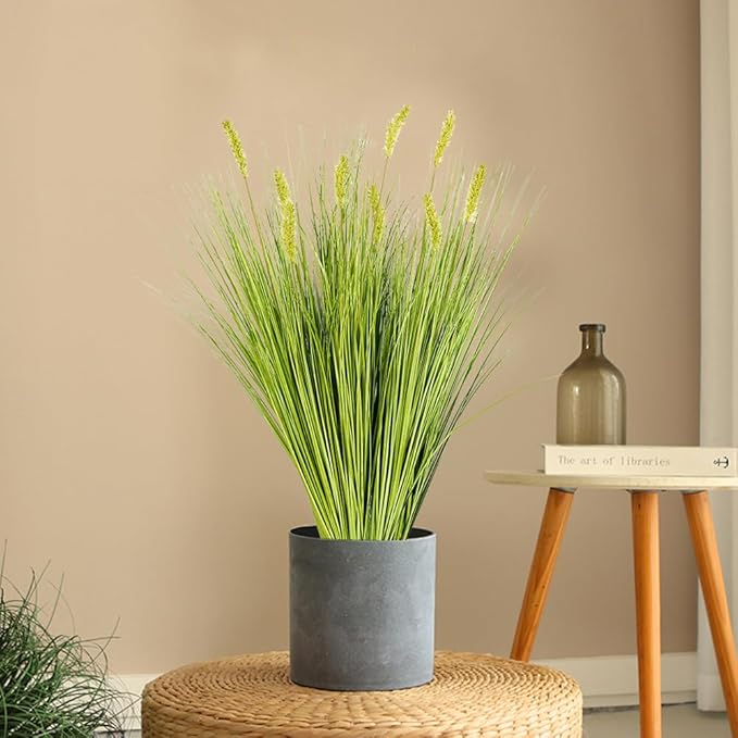 Melorca&Guilla Artificial Plants 6PCS 27“ Fake Tall Onion Grass Faux Plant,Artificial Grass Greenery Shrubs Bushes for Garden Porch Window Box Shop Office Home Décor-Ruum Studio Home