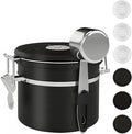 ShanSon Coffee Canister Airtight Coffee Container Stainless Steel Coffee Bean Storage Container with Scoop Coffee Canister for Beans Grounds Sugar Flour Tea Cereal,11OZ, Black-Ruum Studio Home