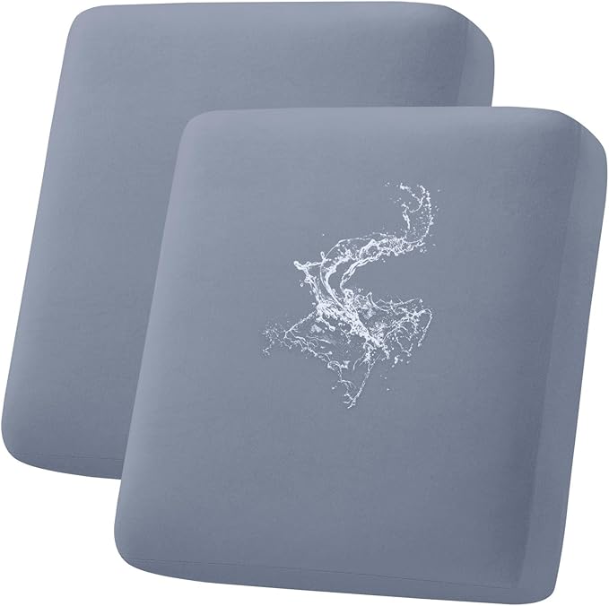hyha Waterproof Couch Cushion Covers, Stretch Sofa Couch Seat Slipcover for Dog Washable, Non-Slip Waterproof Outdoor Cushion Covers for Patio Furniture Replacement (2 Pieces, Grey)-Ruum Studio Home