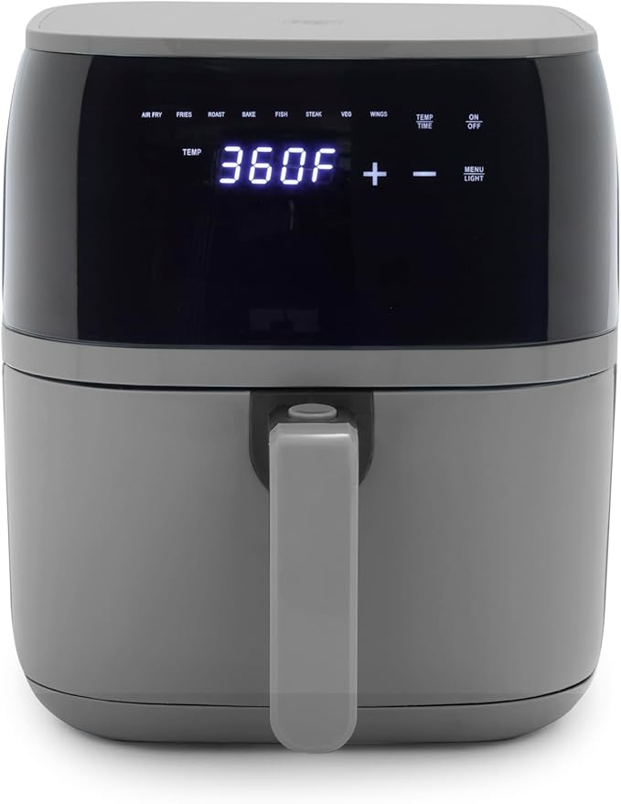 GreenLife Compact Electric Air Fryer Oven, 5.3 QT, PFAS-Free Ceramic Nonstick Drawer, 8 One Touch Digital Display, Easy View Window, Auto Shut-Off Timer, Dishwasher Safe Parts, 1500 Watts, Graphite-Ruum Studio Home