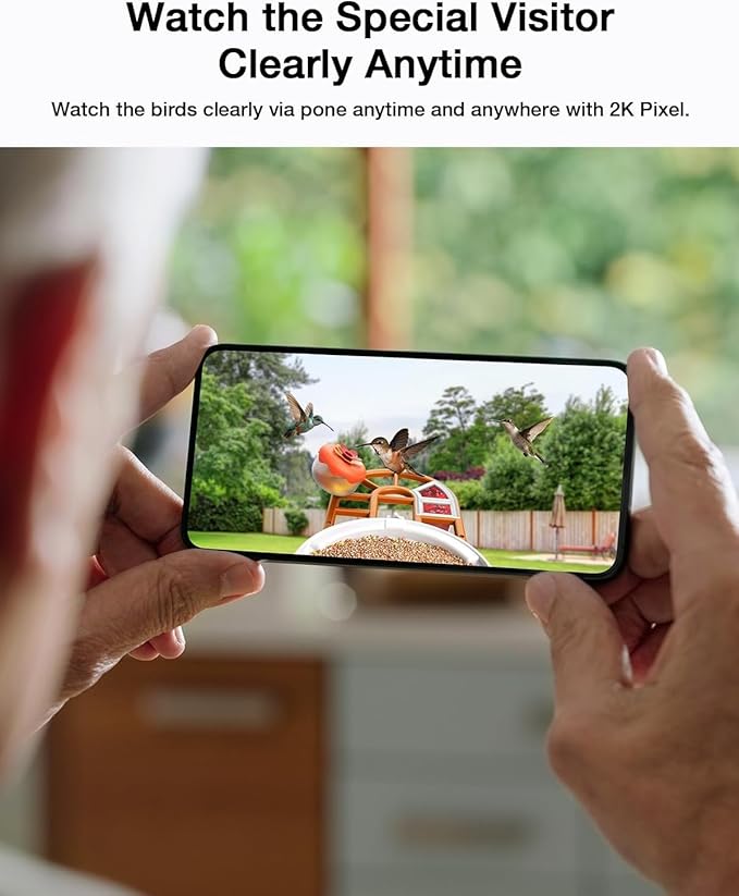 Smart AI Bird Feeder with Camera: Solar-Powered, 2K Live Video, Bird‘s Species Identification, Arrival Alerts, and Motion Capture –Wireless Bird Camera for Watching Birds (Orange)-Ruum Studio Home