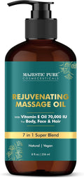 MAJESTIC PURE Vitamin E 70k Blend Massage Oil for Massage Therapy - Refreshing, and Relaxing - Natural Oils with Sweet Almond, Jojoba, Argan & Avocado - for All Skin Types - Men and Women - 8 fl oz-Ruum Studio Home