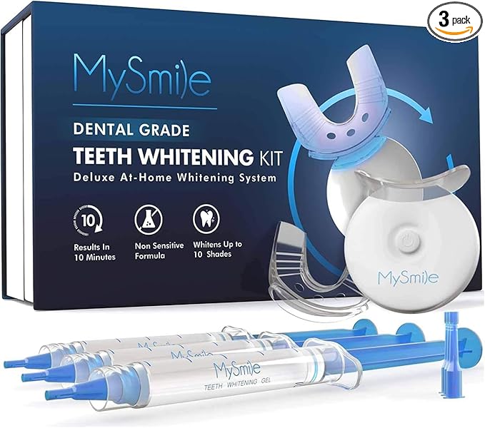 MySmile Teeth Whitening Kit with LED Light, 10 Min Non-Sensitive Fast Teeth Whitener with 3 Carbamide Peroxide Whitening Gel, Helps to Remove Stains from Coffee, Smoking, Wines, Soda, Food-Ruum Studio Home