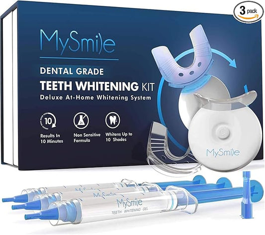 MySmile Teeth Whitening Kit with LED Light, 10 Min Non-Sensitive Fast Teeth Whitener with 3 Carbamide Peroxide Whitening Gel, Helps to Remove Stains from Coffee, Smoking, Wines, Soda, Food-Ruum Studio Home