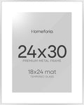 Homeforia Poster Silver Frame 24x30, High End Metal 24 x 30 Large Picture Frames with Mat 18 by 24 for Photo, 24x30 Silver Frames Matted to 18x24 Print, 30x24 Frame, Tempered Glass, Wall Kit, Set of 1-Ruum Studio Home