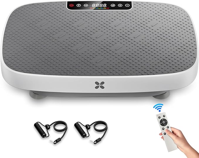 Vibration Plate Exercise Machine, Ultra-Quiet Vibration Plate for Lymphatic Drainage & Body Toning, Whole Body Vibration Platform with Bluetooth, Resistance Bands, Home Gyms Equipment-Ruum Studio Home