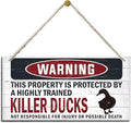 Warning Sign, Killer Ducks Warning Wood Plaque Sign, Funny Door Signs, Decorative Wood Hanging Suspension Plaque, Farmhouse Wooden Wall Decor, Outdoor Hanging Wooden Signs-Ruum Studio Home