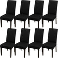 JQinHome Dining Room Chair Covers Set of 8, High Stretch Chair Slipcover Removable Washable Chair Seat Protector Cover for Home Party Hotel Wedding Ceremony (Black)-Ruum Studio Home
