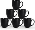 16 OZ Black Stoneware Mugs Set of 6, Large Ceramic Coffee Cups with Handle, Porcelain Mugs for Latte, Milk, Tea and Juice-Ruum Studio Home