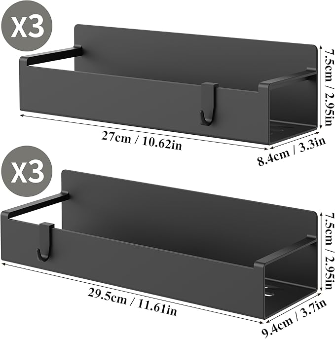 6 Pack Magnetic Spice Rack Organizer for Refrigerator and Oven, Black Fridge Organizers and Storage for Kitchen-Ruum Studio Home