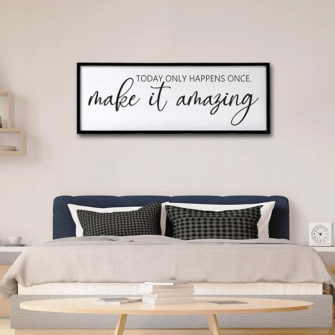 Today Only Happens Once Make It Amazing Framed Wall Art, 40''×15'' Rustic Religious Christian Lords Prayer Sign for God Jesus Christ Prayer, Horizontal Holy Inspirational Catholic Scripture Decor-Ruum Studio Home