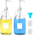 Glass Laundry Detergent Dispenser with Pump, 64OZ Liquid Laundry Soap Dispenser, Fabric Softener Dispenser Bottle for Laundry Room Organization and Storage, 2 Pack-Ruum Studio Home