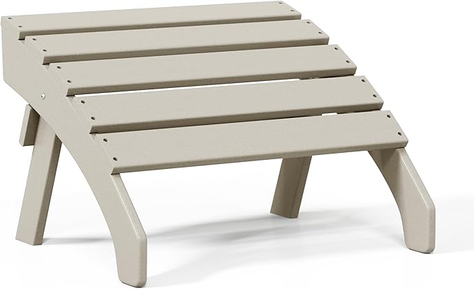 WestinTrends Dylan Outdoor Patio HDPE Adirondack Ottoman Footrest, Sand-Ruum Studio Home