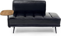 Sofa,Bed Bench,Small Spaces Furniture,Polyurethane Leather,Wood Frame,High Density Sponge Infillings,360-Degree Swivel Tray,Black Metal Leg (Black)-Ruum Studio Home