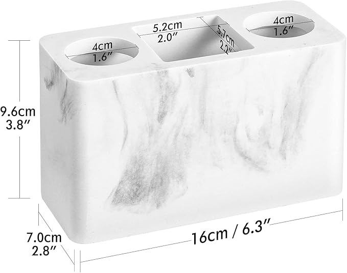 Luxspire Toothbrush Holder, 3 Slots Electric Toothbrush and Toothpaste Holder, Bathroom Countertop Storage Bathroom Accessories Toothbrush Stand for Vanity Counter Organizer Caddy - Gravel White-Ruum Studio Home