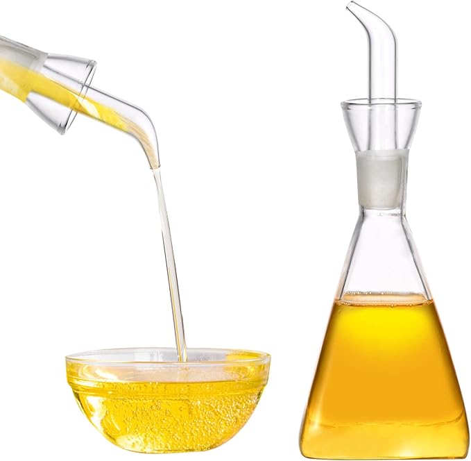 ELETON Olive Oil Dispenser Borosilicate Glass Bottle - 8 oz 250ml Non Drip Dispenser - Leak Proof Pourer Vinegar Drizzler Cruet - Easy Clean Drip Free Bottles for Kitchen-Ruum Studio Home