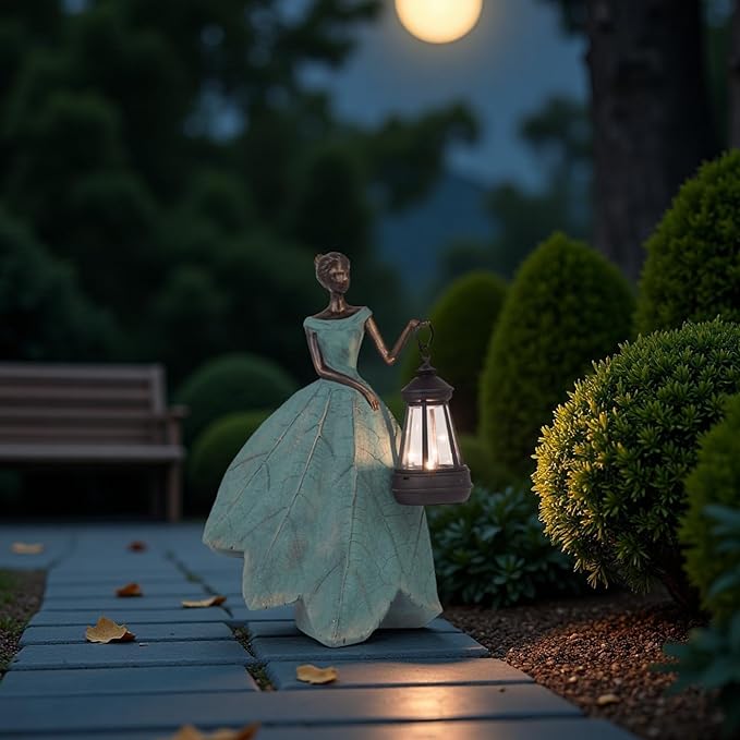 Guichifun Fairy Statues Solar Outdoor Lights - Resin Garden Figurines Decorations for Patio Yard Lawn Decor Housewarming Gardening Gifts for Women Mom 7.4 x 5.3 x 12 Inch-Ruum Studio Home