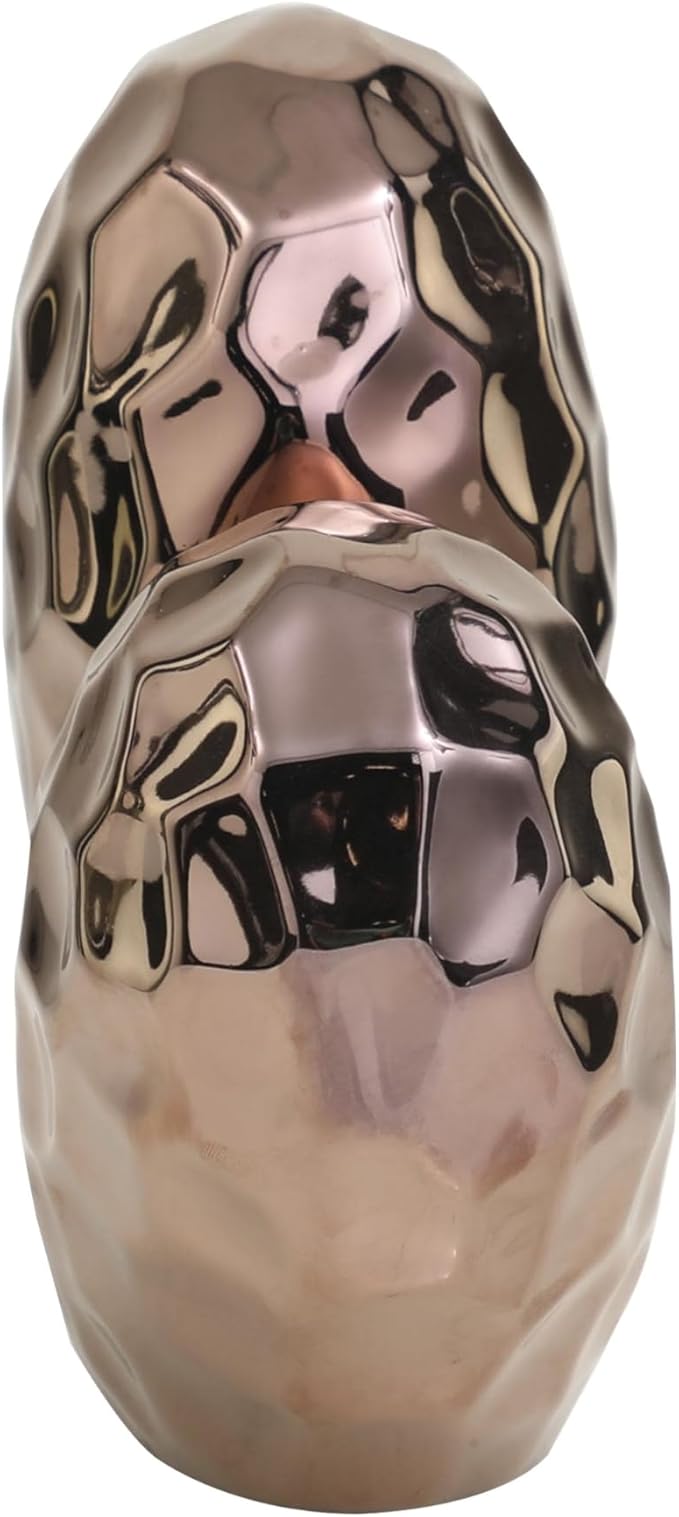 Deco 79 Ceramic Heart Decorative Sculpture Dimensional Angled Origami Inspired Home Decor Statue with Faceted Exterior, Accent Figurine 8" x 3" x 8", Rose Gold-Ruum Studio Home